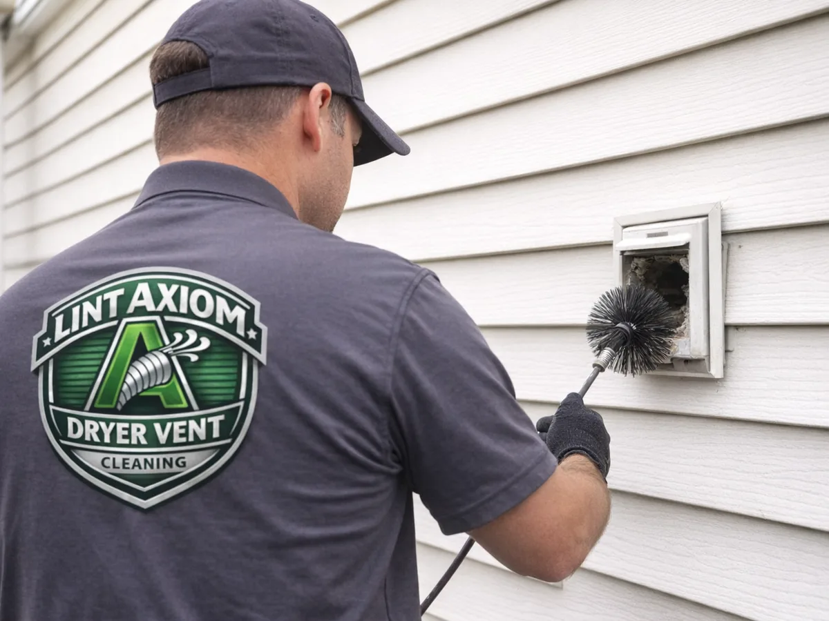 dryer vent cleaning technician on the job in Houston, TX